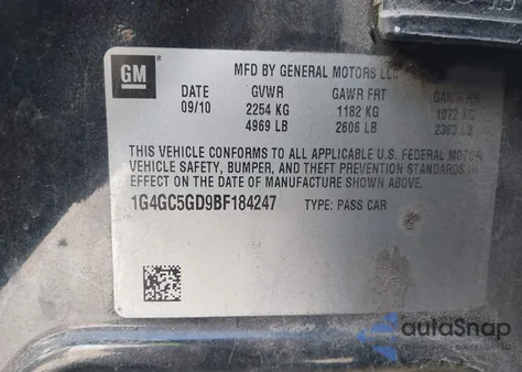 2011 Buick Lacrosse Cxl from USA, damaged, VIN 1G4GC5GD9BF184247